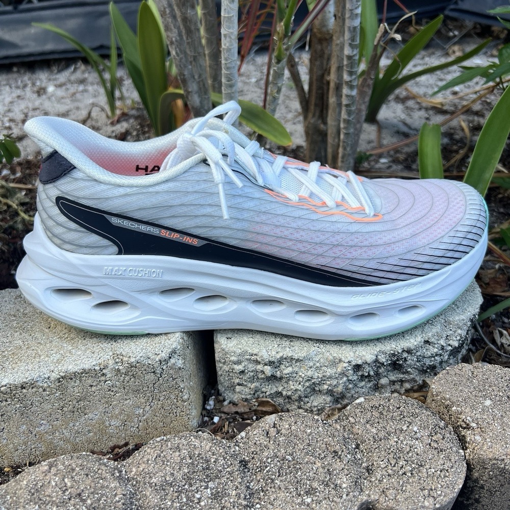 SKECHERS Go Run Glide-Step Max Cushion Slip-Ins White Sz 10 Running Gym Walking